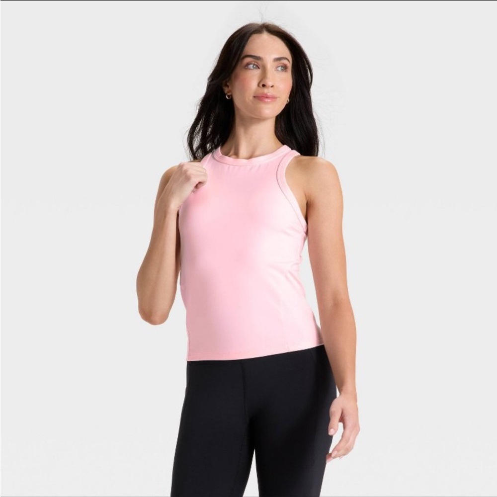 NWT All in Motion Light Pink High Neck Racerback Tank Top in a size Small